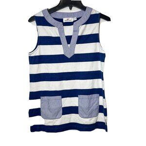 Vineyard Vines Womens Woven Knit Pocket Sleeveless Top Blue 2XS Striped Sailor